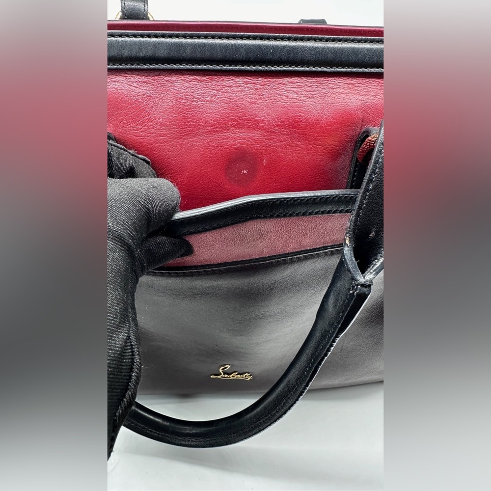 Christian Louboutin Farida Large Leather & Suede Tote Bag – Burgundy/Black/Red - Picture 12 of 16